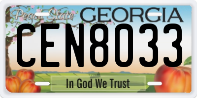 GA license plate CEN8033
