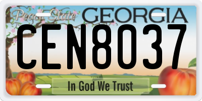 GA license plate CEN8037