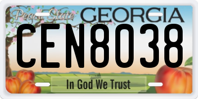 GA license plate CEN8038