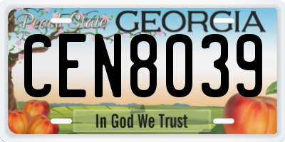 GA license plate CEN8039