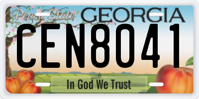 GA license plate CEN8041