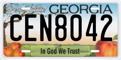 GA license plate CEN8042
