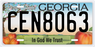 GA license plate CEN8063