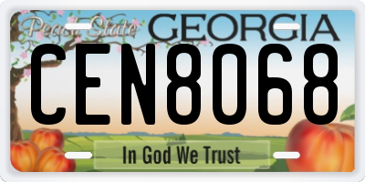 GA license plate CEN8068