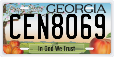 GA license plate CEN8069