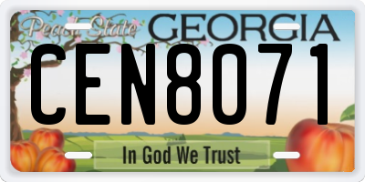 GA license plate CEN8071