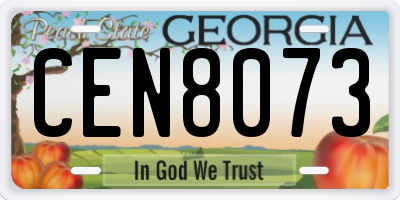 GA license plate CEN8073