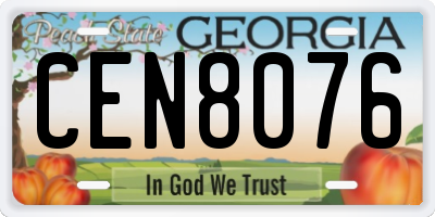 GA license plate CEN8076