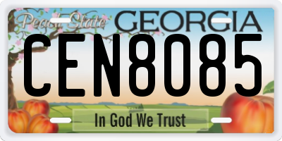 GA license plate CEN8085