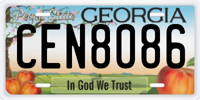 GA license plate CEN8086