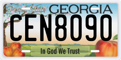 GA license plate CEN8090