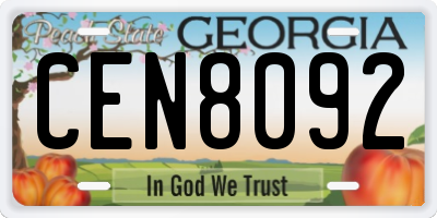 GA license plate CEN8092