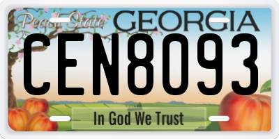 GA license plate CEN8093