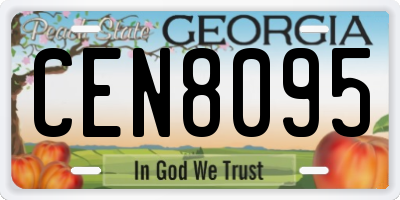 GA license plate CEN8095