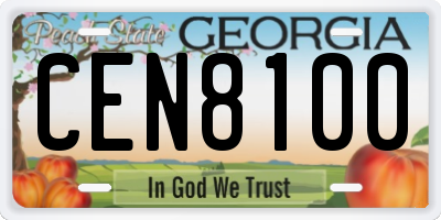 GA license plate CEN8100