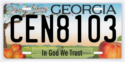 GA license plate CEN8103
