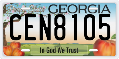 GA license plate CEN8105