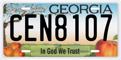 GA license plate CEN8107