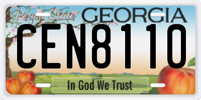 GA license plate CEN8110