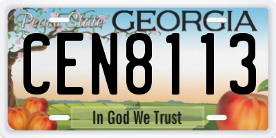 GA license plate CEN8113