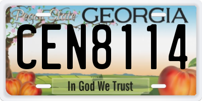 GA license plate CEN8114