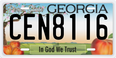 GA license plate CEN8116