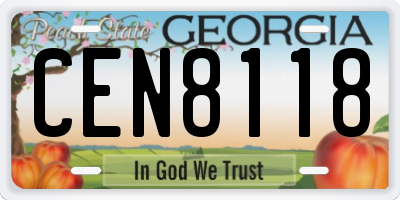 GA license plate CEN8118