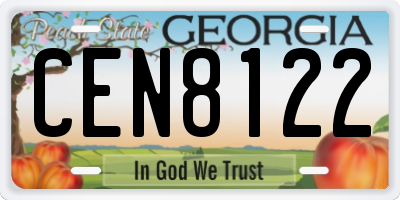 GA license plate CEN8122
