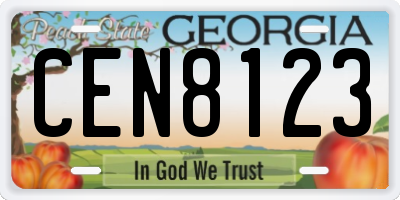 GA license plate CEN8123