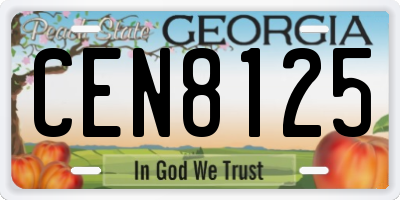 GA license plate CEN8125