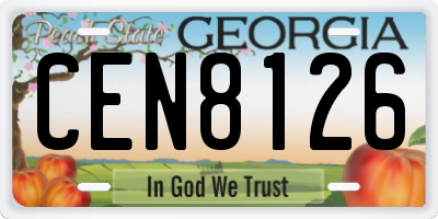 GA license plate CEN8126