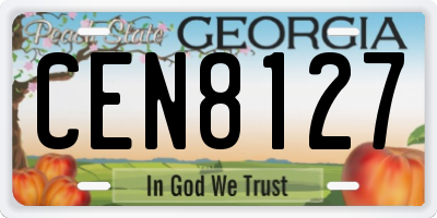 GA license plate CEN8127