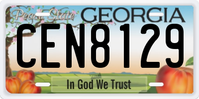 GA license plate CEN8129