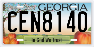 GA license plate CEN8140