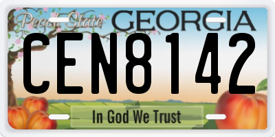 GA license plate CEN8142