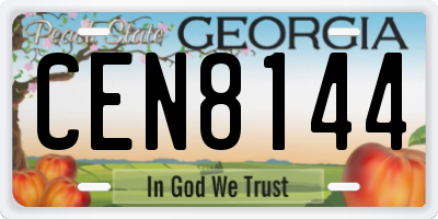 GA license plate CEN8144