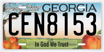 GA license plate CEN8153