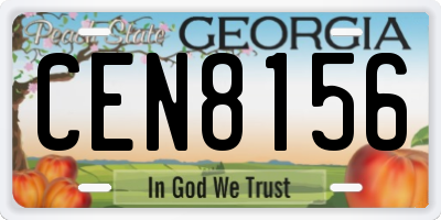 GA license plate CEN8156
