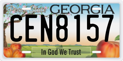 GA license plate CEN8157
