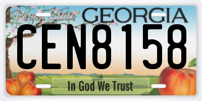 GA license plate CEN8158