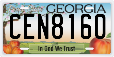 GA license plate CEN8160