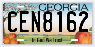 GA license plate CEN8162