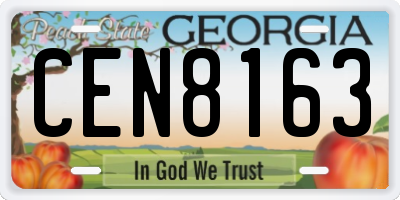 GA license plate CEN8163