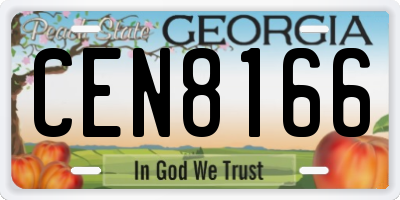 GA license plate CEN8166