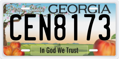 GA license plate CEN8173
