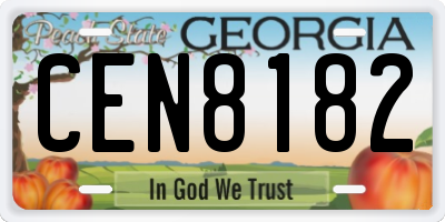 GA license plate CEN8182