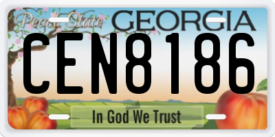 GA license plate CEN8186
