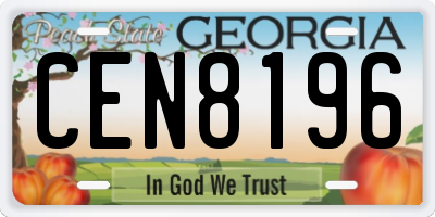 GA license plate CEN8196