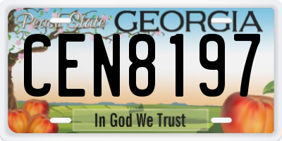 GA license plate CEN8197