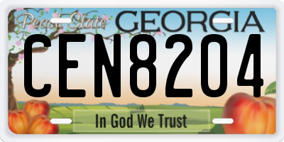 GA license plate CEN8204